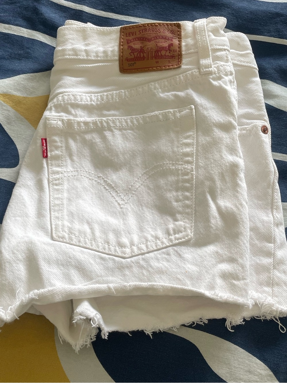 White Distressed High-Waist Denim Shorts